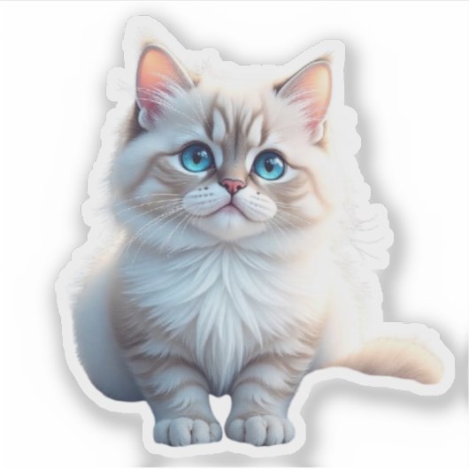 “Purrfectly Cute – Funny Cat Sticker” Sticker (Voorkant)