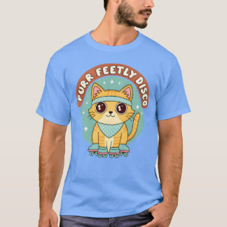 Purrfectly Disco Cat Roller Skates Retro 70s frien T-shirt