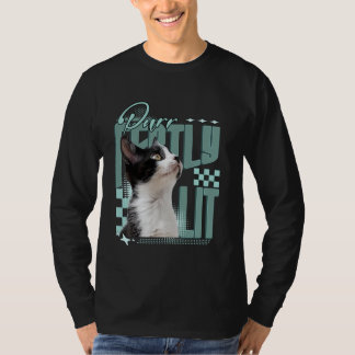 Purrfectly Lit Cute Cat Y2K Kawaii Aesthetic T-shirt