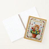 Purrfectly Playful Embroidered Kitten Poppies Notitieboek (Binnen)