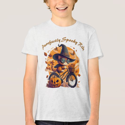 Purrfectly Spooky Ride Tri-Blend Shirt (Voorkant)