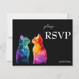🌈 Purrfectly Yours: A Rainbow Love budget RSVP Kaartje