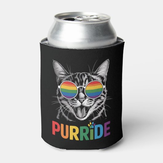 Purride Cat Gay Lesbian Rainbow LGBTQ Ally Pride Blikjeskoeler (Blikje Voorkant)