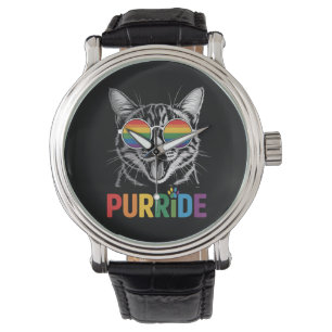 Purride Cat Gay Lesbian Rainbow LGBTQ Ally Pride Horloge
