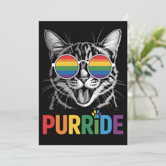 Purride Cat Gay Lesbian Rainbow LGBTQ Ally Pride Kaart (Staand voorkant)