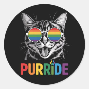 Purride Cat Gay Lesbian Rainbow LGBTQ Ally Pride Ronde Sticker
