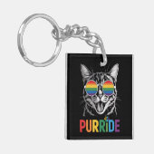 Purride Cat Gay Lesbian Rainbow LGBTQ Ally Pride Sleutelhanger (Voorkant Links)