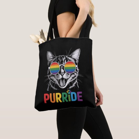 Purride Cat Gay Lesbian Rainbow LGBTQ Ally Pride Tote Bag (Dichtbij)