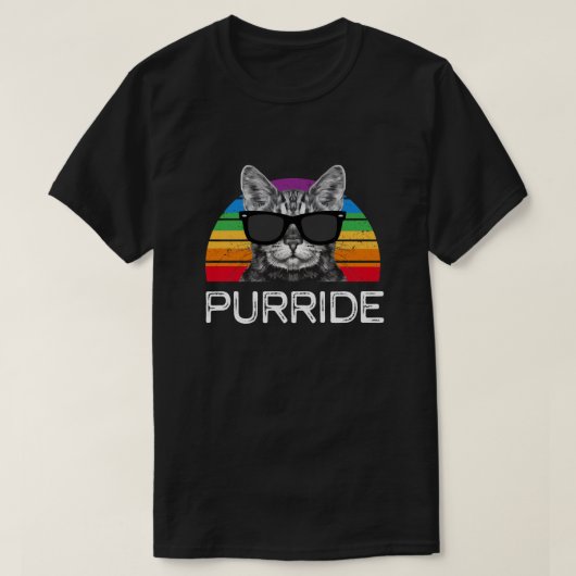 Purride Cat Gay Pride Month Rainbow Retro Funny T-shirt (Design voorkant)