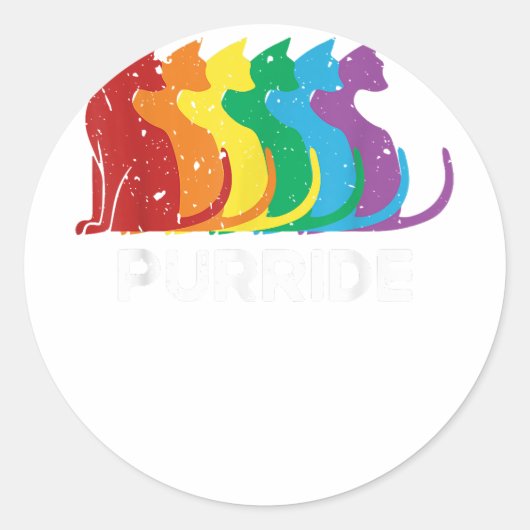 Purride Cat Pride Ally LGBT Community Rainbow Prid Ronde Sticker (Voorkant)
