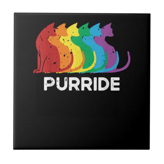 Purride Cat Pride Ally LGBT Community Rainbow Prid Tegeltje (Voorkant)