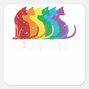 Purride Cat Pride Ally LGBT Community Rainbow Prid Vierkante Sticker