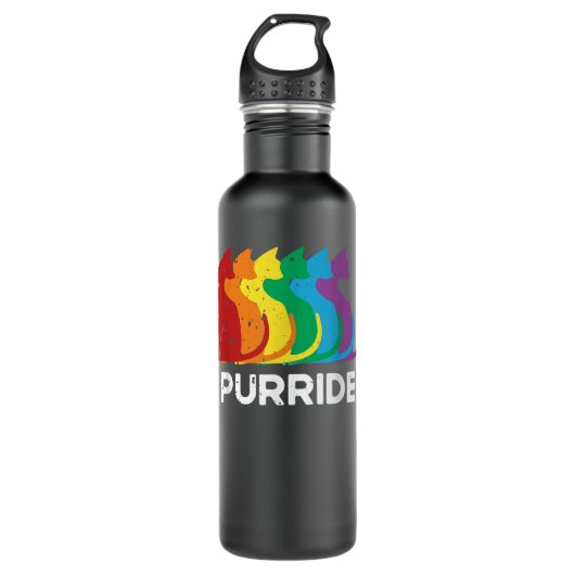 Purride Cat Pride Ally LGBT Community Rainbow Prid Waterfles (Voorkant)