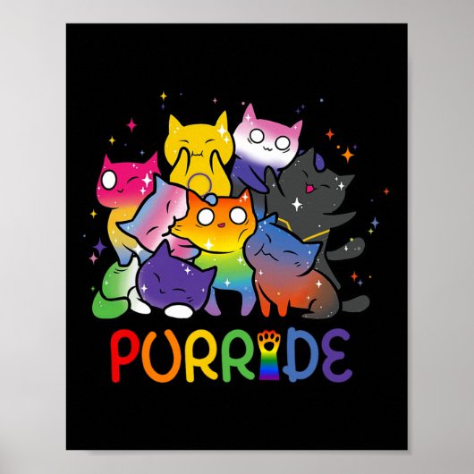 Purride Cat Pride Ally LHBT Rainbow Dierenvrienden Poster (Voorkant)