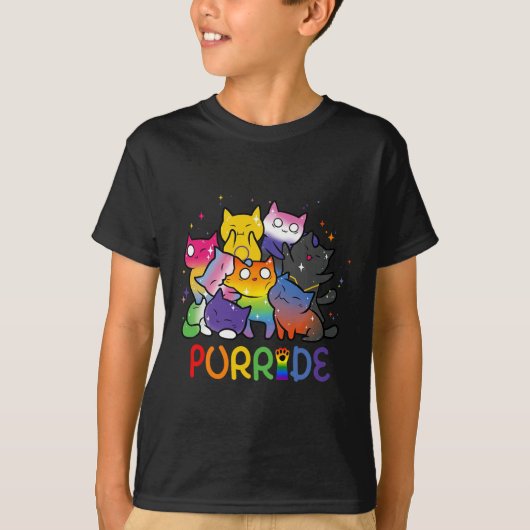 Purride Cat Pride Ally LHBT Rainbow Dierenvrienden T-shirt (Voorkant)