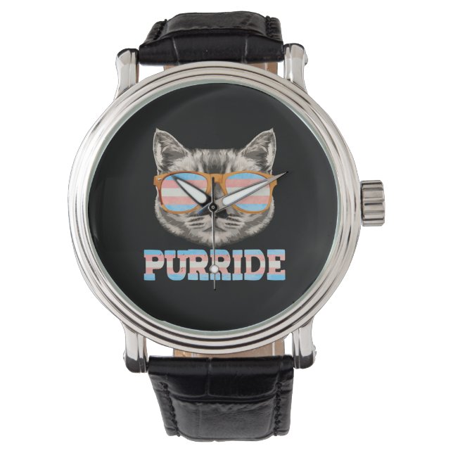 Purride Cat Pride LGBT Transgender Flag Trans Pet Horloge (Voorkant)