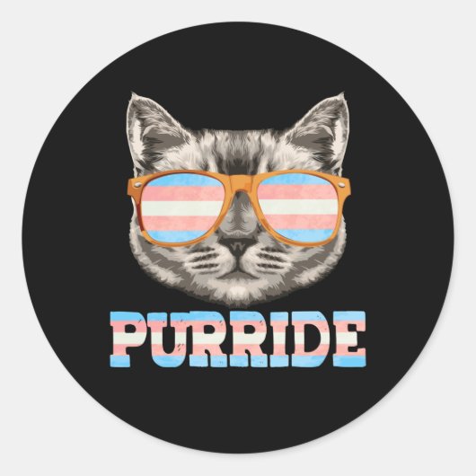 Purride Cat Pride LGBT Transgender Flag Trans Pet Ronde Sticker (Voorkant)