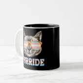 Purride Cat Pride LGBT Transgender Flag Trans Pet Tweekleurige Koffiemok (Voorkant links)
