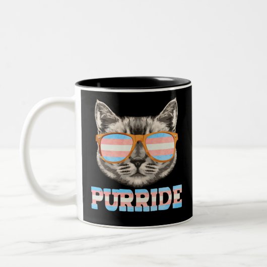Purride Cat Pride LGBT Transgender Flag Trans Pet Tweekleurige Koffiemok (Links)