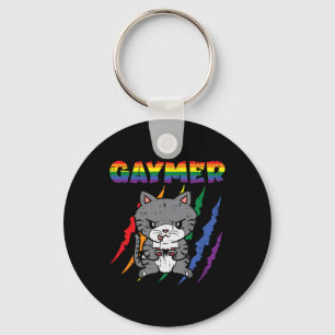 Purride Cat Videogame Gamer LGBTQ Regenboog Vlag G Sleutelhanger