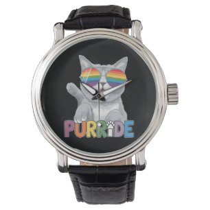 Purride Cat Zonnebrillen Gay Pride Rainbow LGBTQ Horloge