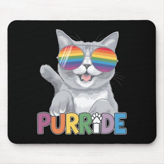 Purride Cat Zonnebrillen Gay Pride Rainbow LGBTQ Muismat (Voorkant)