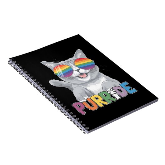 Purride Cat Zonnebrillen Gay Pride Rainbow LGBTQ Notitieboek (Rechterzijde)