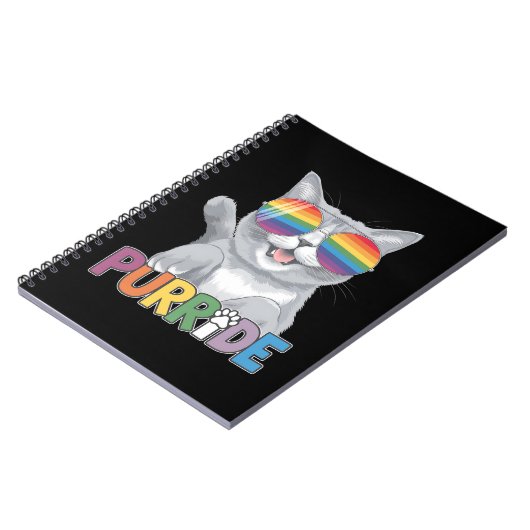 Purride Cat Zonnebrillen Gay Pride Rainbow LGBTQ Notitieboek (Linkerzijde)