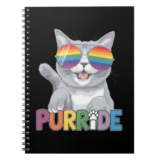 Purride Cat Zonnebrillen Gay Pride Rainbow LGBTQ Notitieboek (Voorkant)