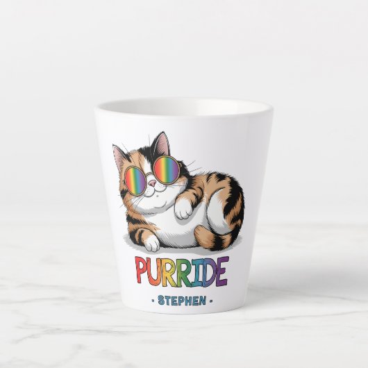 Purride - Cool Cat Pride | LGBTQ Latte Mok (Voorkant)