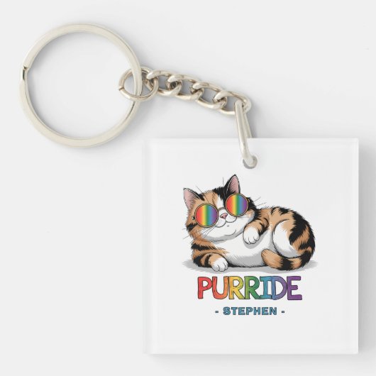 Purride - Cool Cat Pride | LGBTQ Sleutelhanger (Voorkant)
