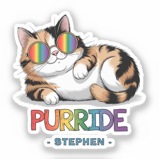 Purride - Cool Cat Pride | LGBTQ Sticker (Voorkant)