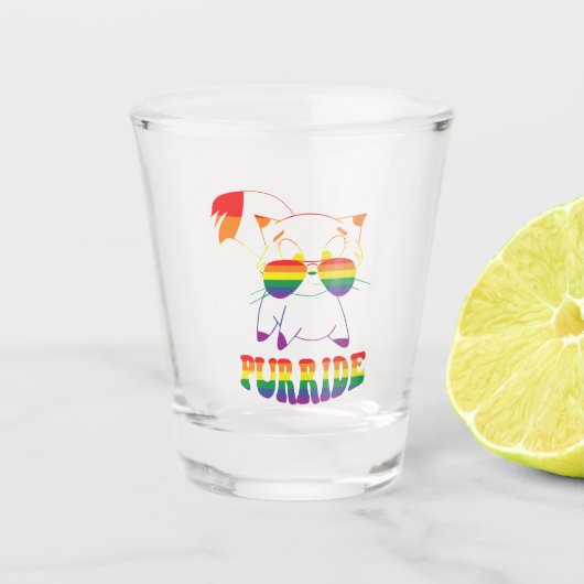 Purride | Cute Gay Cat | Lesbisch | Regenboog Shot Glas (Voorkant)