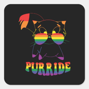 Purride   Cute Gay Cat   Lesbisch   Regenboog Vierkante Sticker