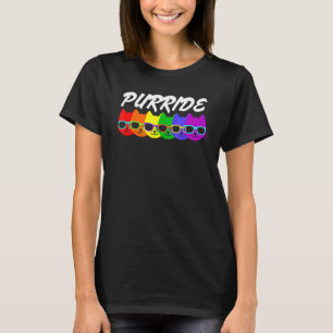 Purride Gay Pride Rainbow Flag Kat Dragen Sunglas T-shirt