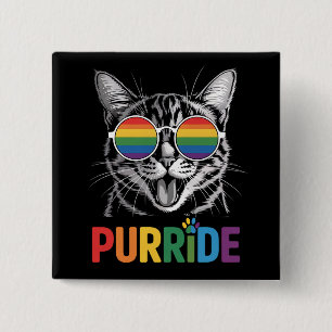 Purride Kat HBT Regenboog LGBTQ Bondgenoot Trots Vierkante Button 5,1 Cm