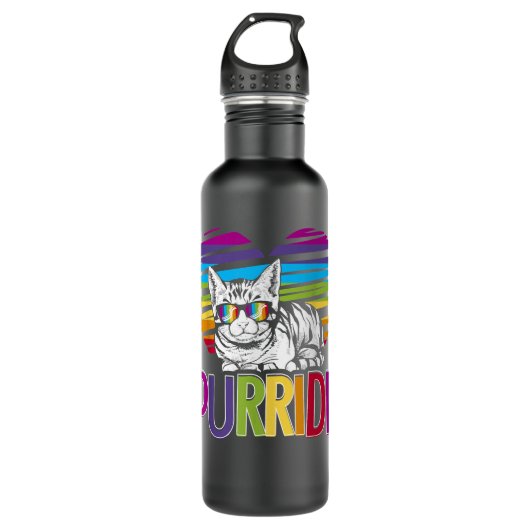 Purride LGBT Gay Pride Cat LGBTQ Pride Month 2019 Waterfles (Voorkant)
