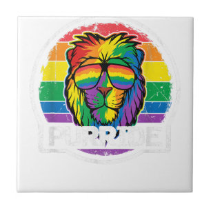 Purride Lion LGBT Colorful Cat Lion Gay Pride Rain Tegeltje