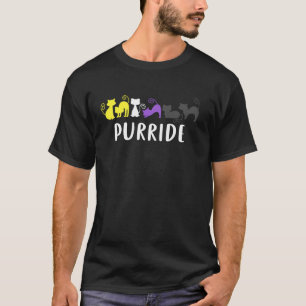 Purride Non-binaire Pride Katten Schattig Enby LGB T-shirt