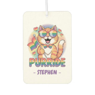 Purride – Oranje kat met trots LGBTQ-vlag Luchtverfrisser