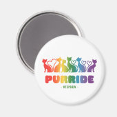 Purride – Rainbow Cat Silhouette LGBTQ+ Pride Pun Magneet (Voorkant / Achterkant)