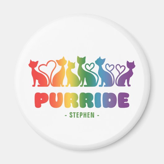 Purride – Rainbow Cat Silhouette LGBTQ+ Pride Pun Magneet (Voorkant)