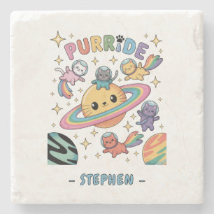 Purride Space Cats - Kawaii Astronaut Cats Stenen Onderzetter