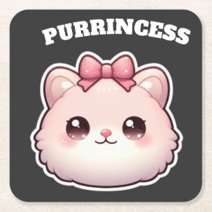 Purrincess Mooie Roze Kitty Strik Design Kartonnen Onderzetters