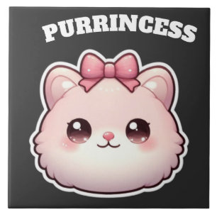 Purrincess Mooie Roze Kitty Strik Design Tegeltje