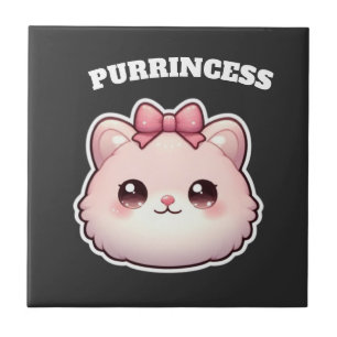 Purrincess Mooie Roze Kitty Strik Design Tegeltje