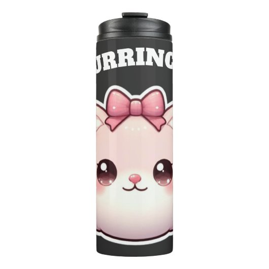Purrincess Mooie Roze Kitty Strik Design Thermosbeker (Voorkant)
