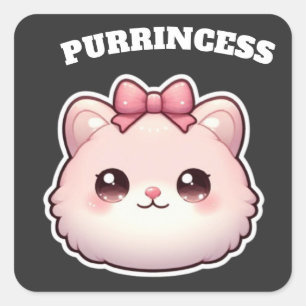 Purrincess Mooie Roze Kitty Strik Design Vierkante Sticker