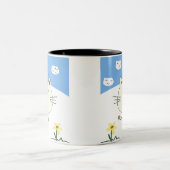 Purring Cat with Yarn Ball Tweekleurige Koffiemok (Center)