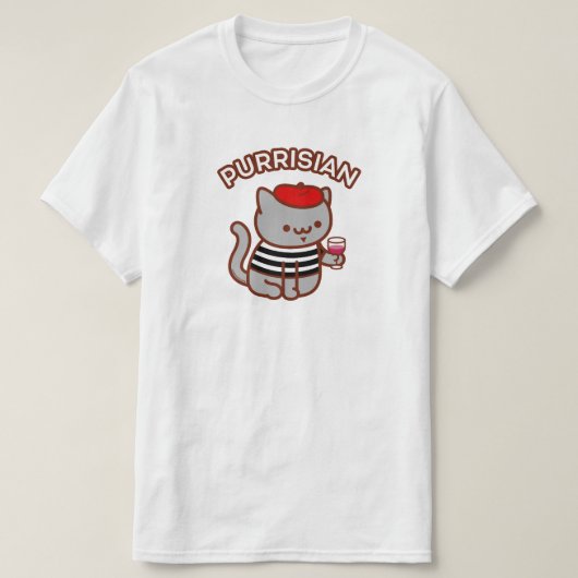 PURRISIAN - Grappige Franse kat - Wijn, Parijs, Ka T-shirt (Design voorkant)